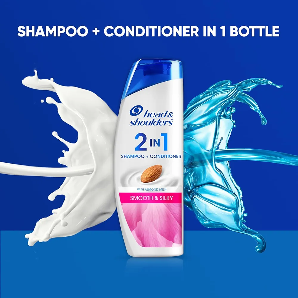 Picture of Indian Product Head & Shoulders Smooth and Silky 2-in-1 Anti Dandruff With Almond Milk Shampoo + Conditioner Used For Male /Female (180ml)