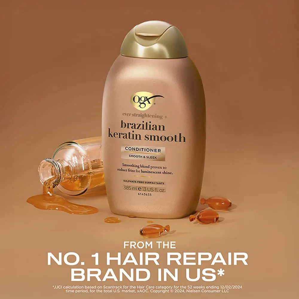 Picture of International Greece Product Ogx Brazilian Keratin With Smooth & Sleek Conditioner Used For Male /Female-385Ml