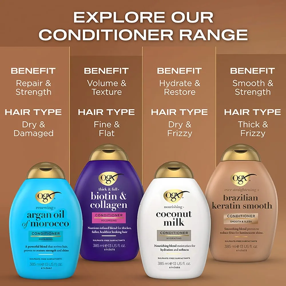 Picture of International Greece Product Ogx Brazilian Keratin With Smooth & Sleek Conditioner Used For Male /Female-385Ml