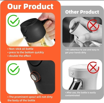Picture of 2In1 Oil Sprayer Glass Bottle Anti-leakage Olive Oil Storage Sprayer Camping BBQ Cooking Oil Dispenser Jar Cruet Kitchen Supply