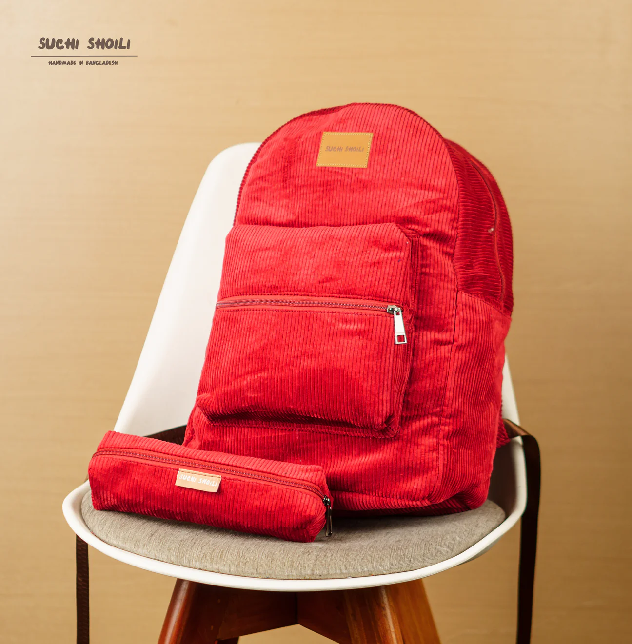 Picture of Maroon Corduroy Fabric Urbanmate Backpack