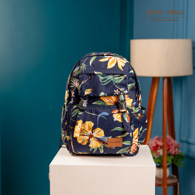 Picture of Navy Plams Flower Maria Backpack