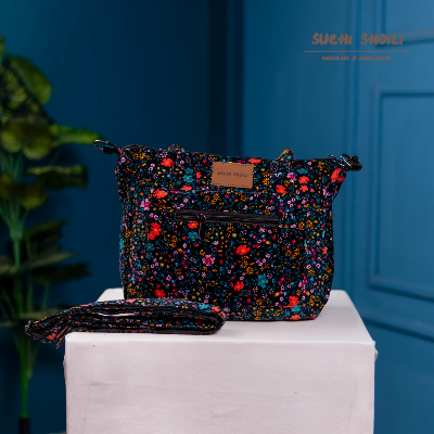 Picture of Multi Daisy Corduroy Fabric Ajrin Crossbody Bag