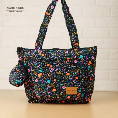 Picture of Multi Daisy Corduroy Fabric Prionti Tote Bag