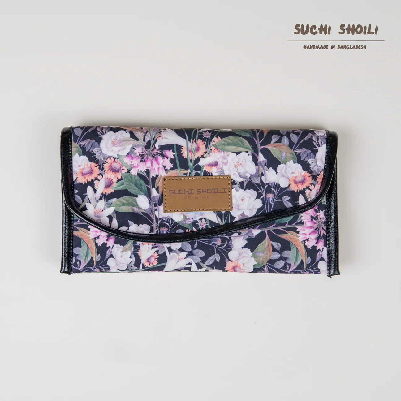 Picture of Dark Floral Nokshi Triple Chamber Money Purse