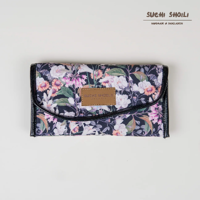 Picture of Dark Floral Nokshi Triple Chamber Money Purse