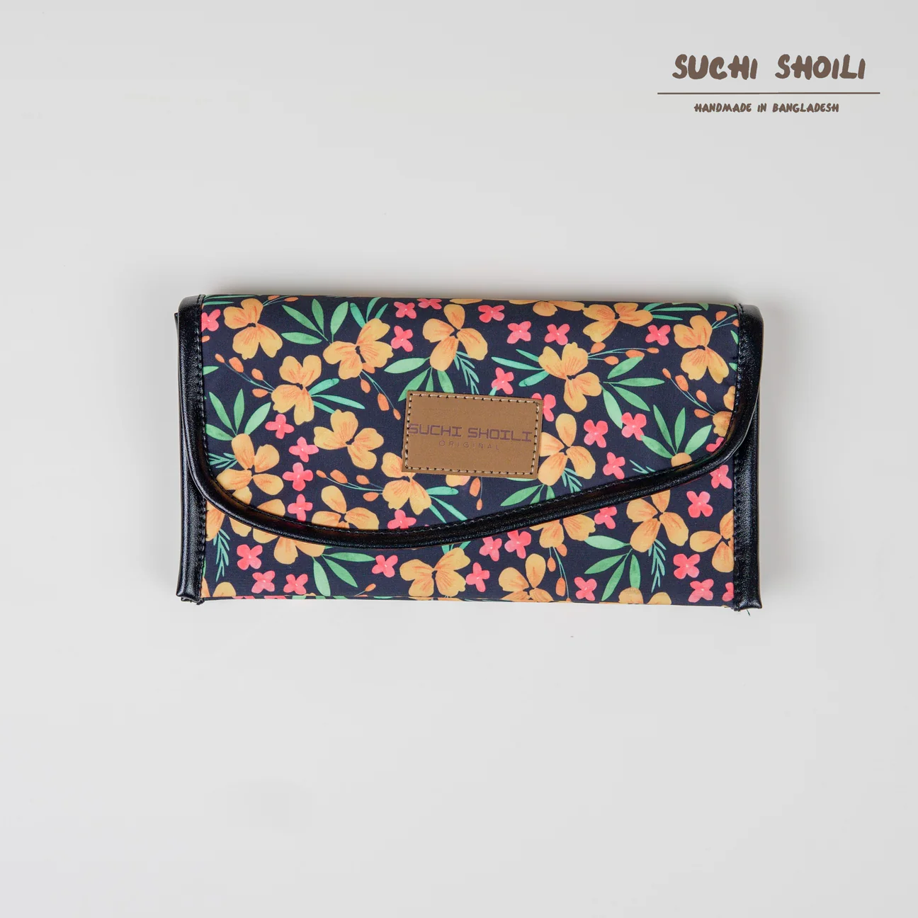 Picture of Golden Hibiscus Nokshi Triple Chamber Money Purse