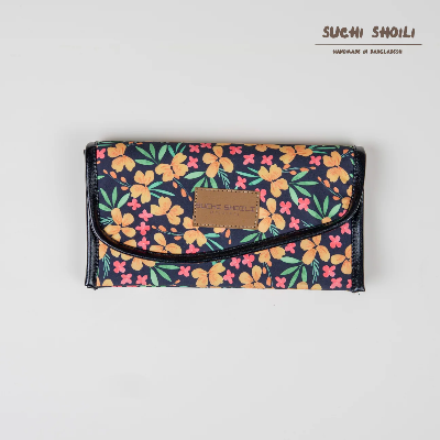 Picture of Golden Hibiscus Nokshi Triple Chamber Money Purse