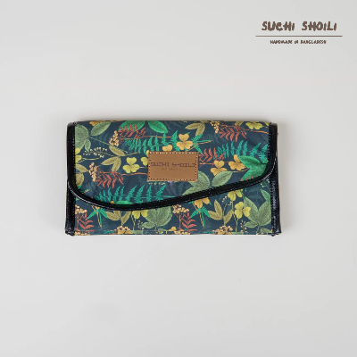 Picture of Vintage Botanical Pattern Nokshi Triple Chamber Money Purse