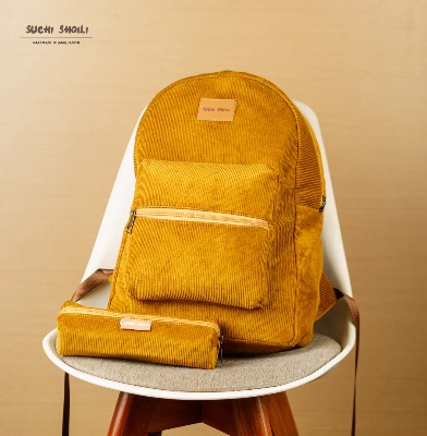 Picture of Yellow Corduroy Fabric Urbanmate Backpack