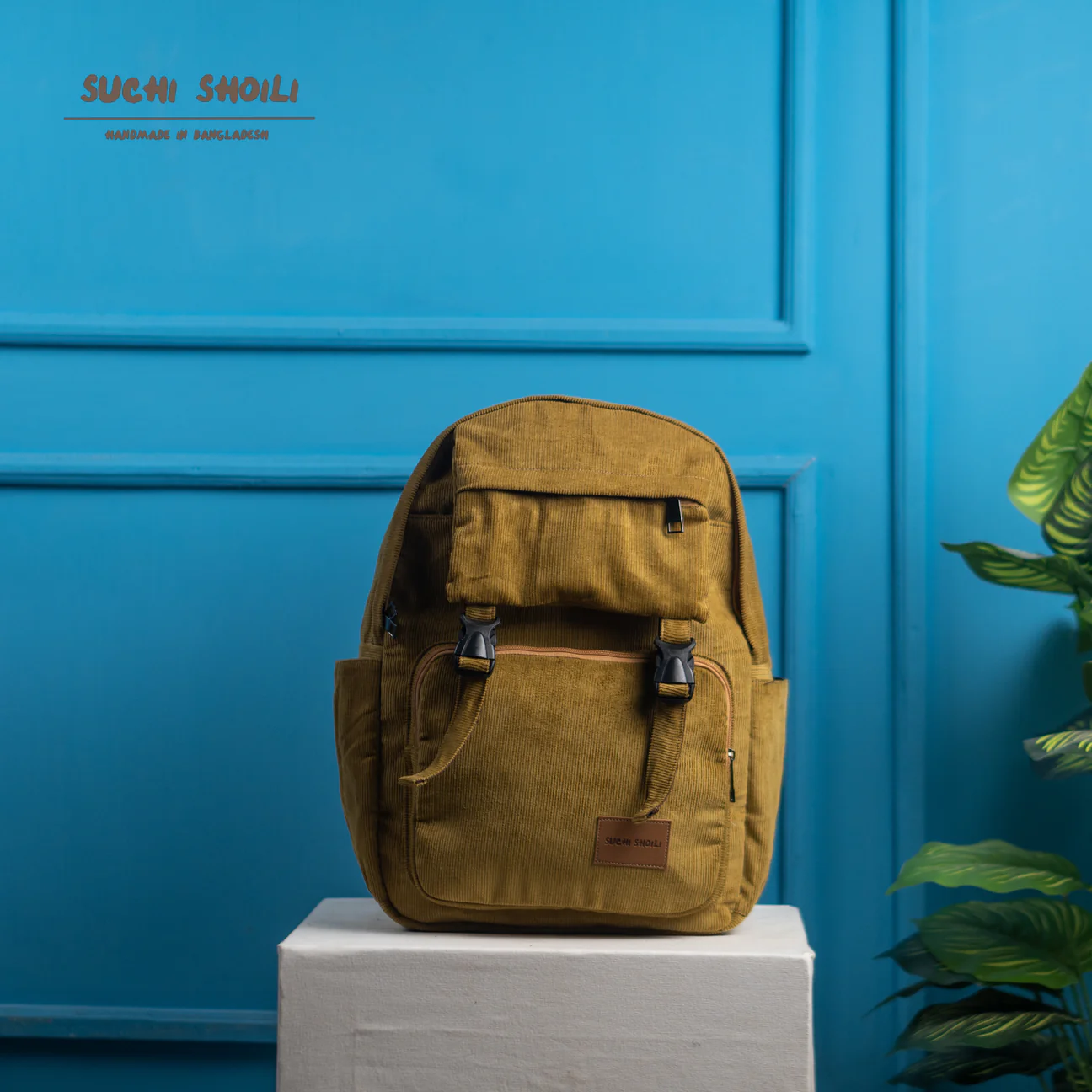 Picture of Lite Yellow Corduroy Fabric Metro Backpack