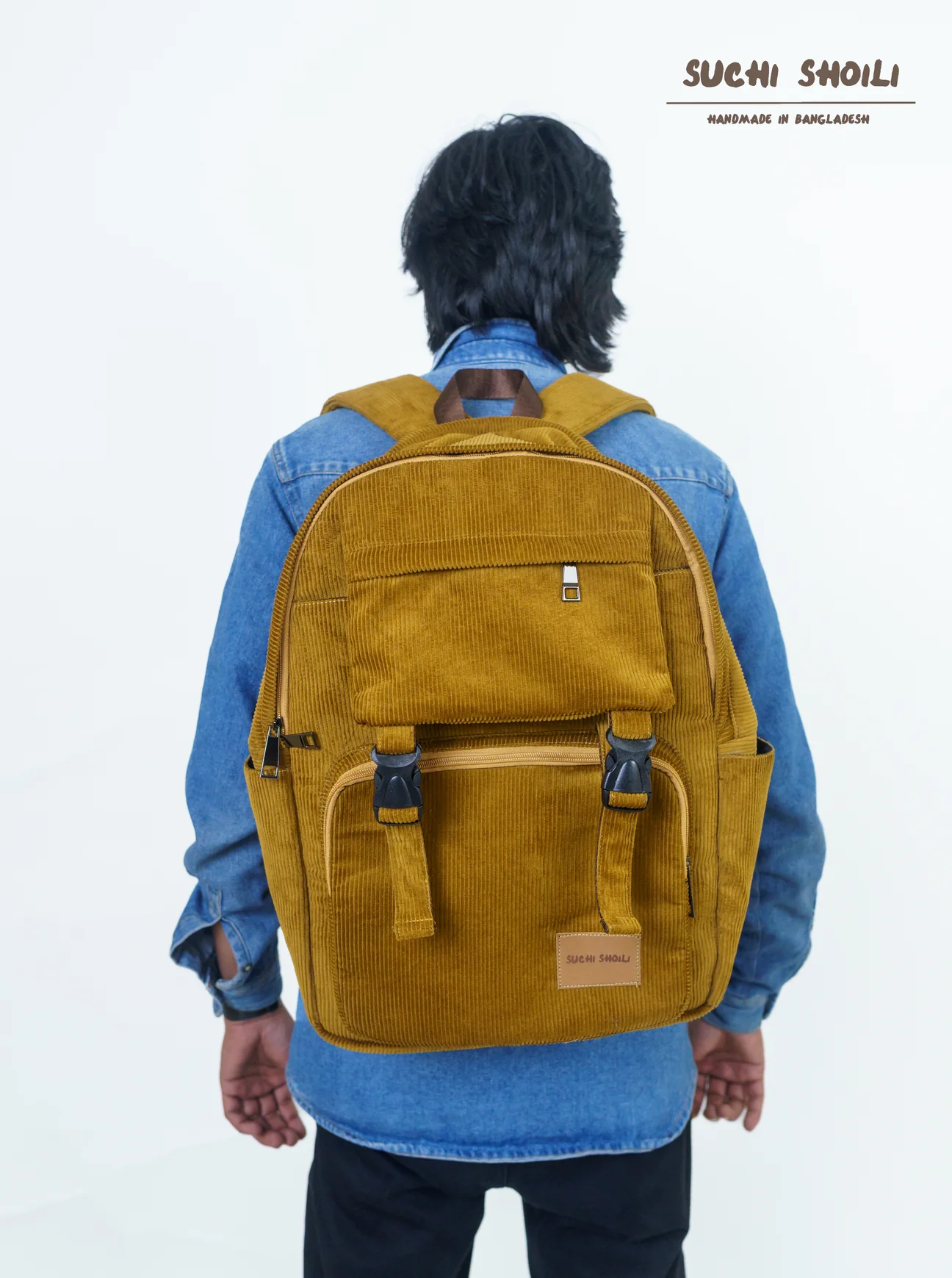 Picture of Yellow Corduroy Fabric Metro Backpack