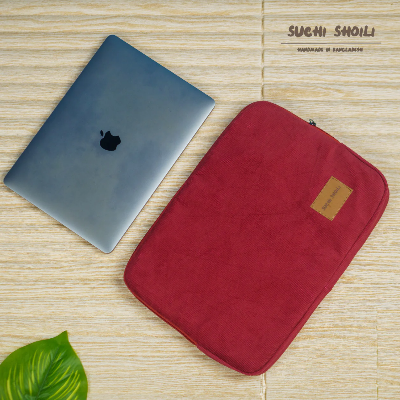 Picture of Maroon Corduroy Fabric Laptop Sleeve
