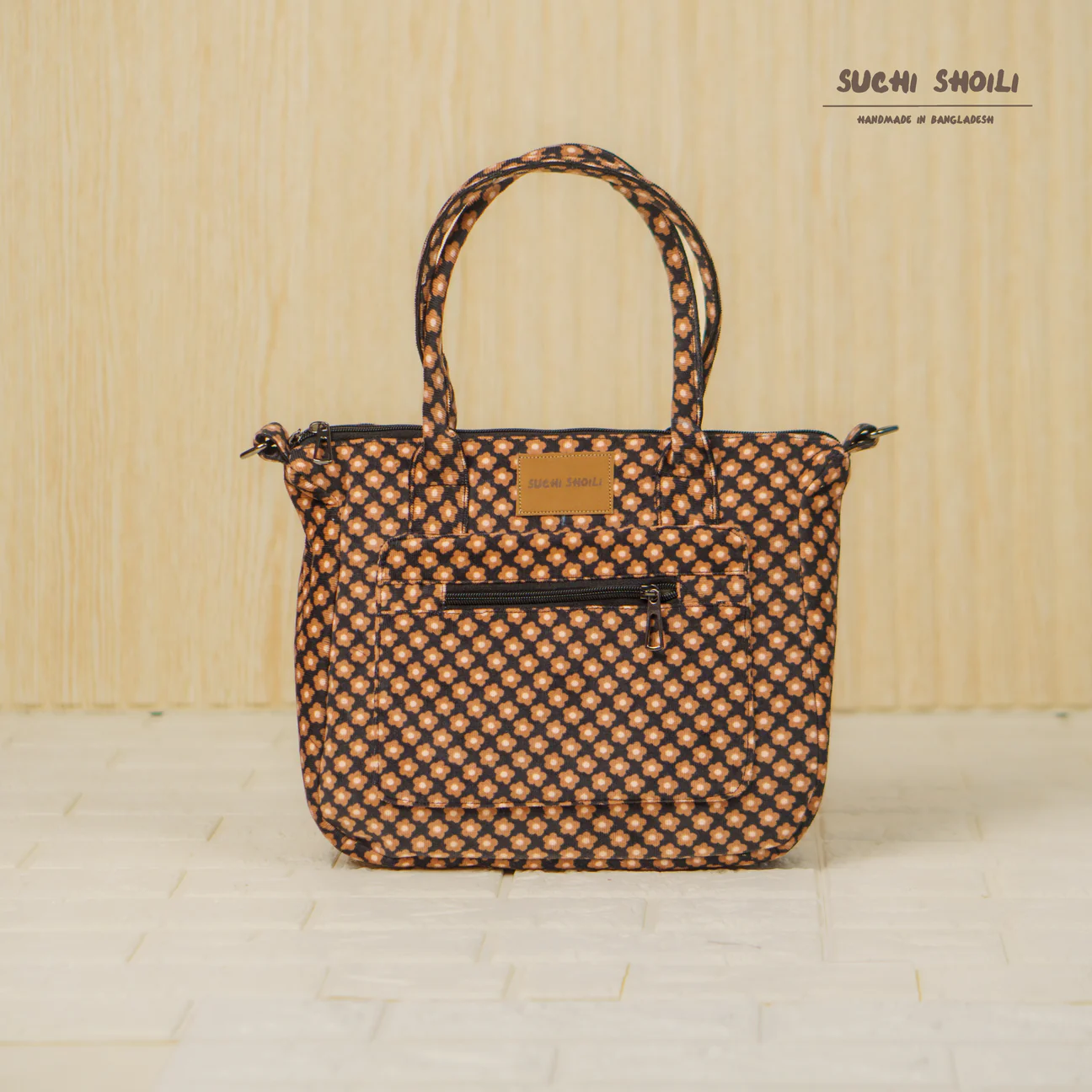 Picture of Vintage Flower Corduroy Fabric Ajrin Crossbody Bag