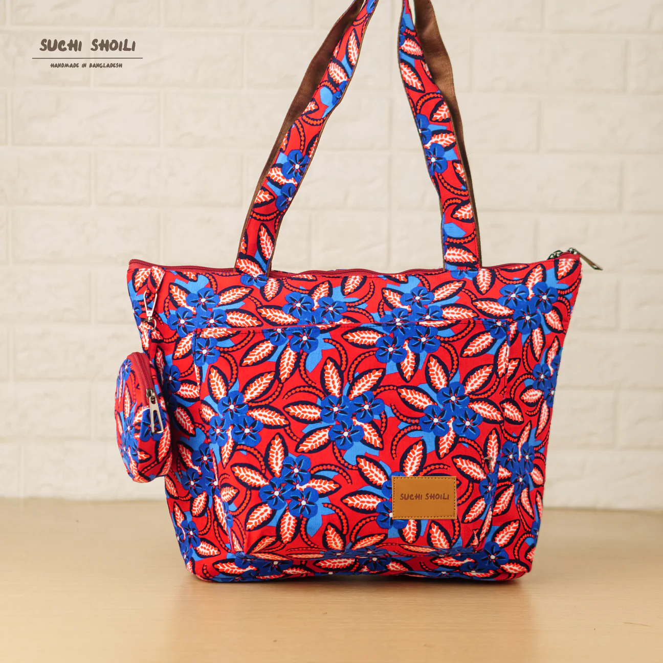 Picture of Garden Flower Corduroy Fabric Prionti Tote Bag