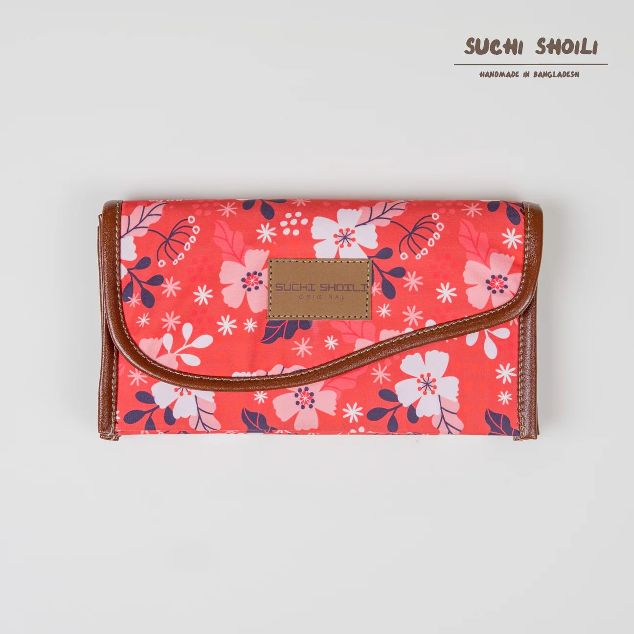 Picture of Playful Tropical Floral Nokshi Triple Chamber Money Purse
