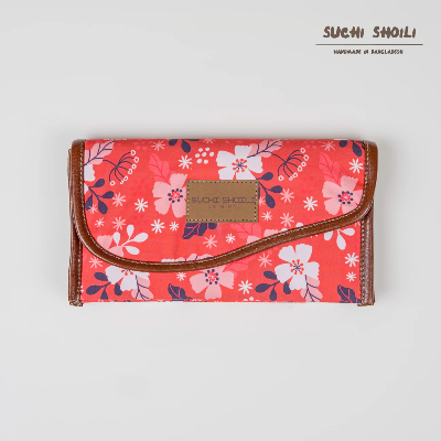 Picture of Playful Tropical Floral Nokshi Triple Chamber Money Purse