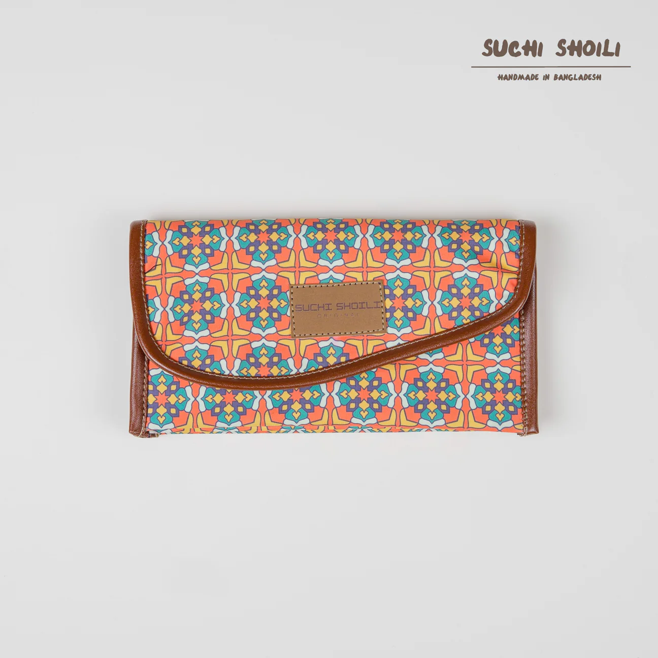 Picture of Geometric Mosaic Nokshi Triple Chamber Money Purse