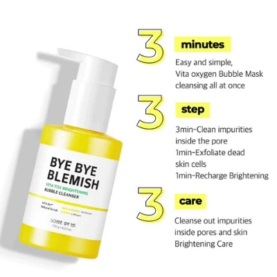 Picture of International Korean Product Skin care SOMe BY MI Bye Bye Blemish vita tox Brightening Bubble Cleanser used for male/female - 120 gm