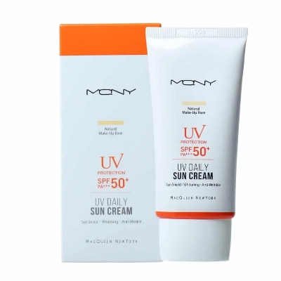 Picture of International Korean Product Skin care SUN CREAM Macqueen Newyork Natural make up base Finish sun cream SPF 50+ used for male/female - 50 gm