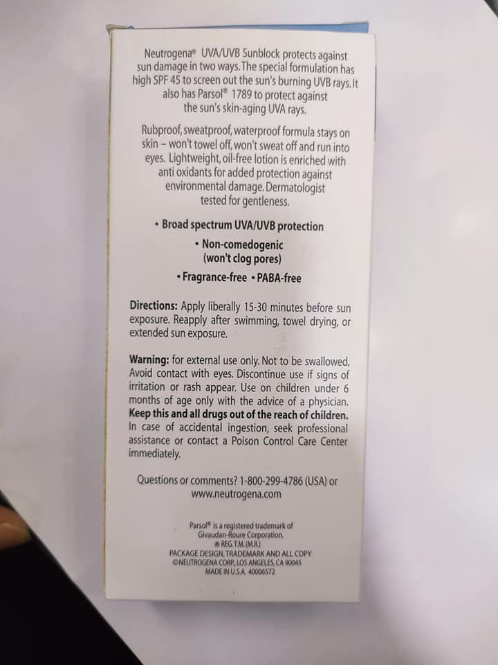 Picture of International USA Product 𝐍𝐞𝐮𝐭𝐫𝐨𝐠𝐞𝐧𝐚 UVA/UVB Sunblock Lotion ( 𝐒𝐏𝐅 45)-125ml