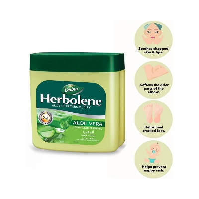 Picture of International Dubai Product Dabur Herbolene Aloe Petroleum Jelly 2 In 1 With Aloe Vera And Vitamin E-425ml