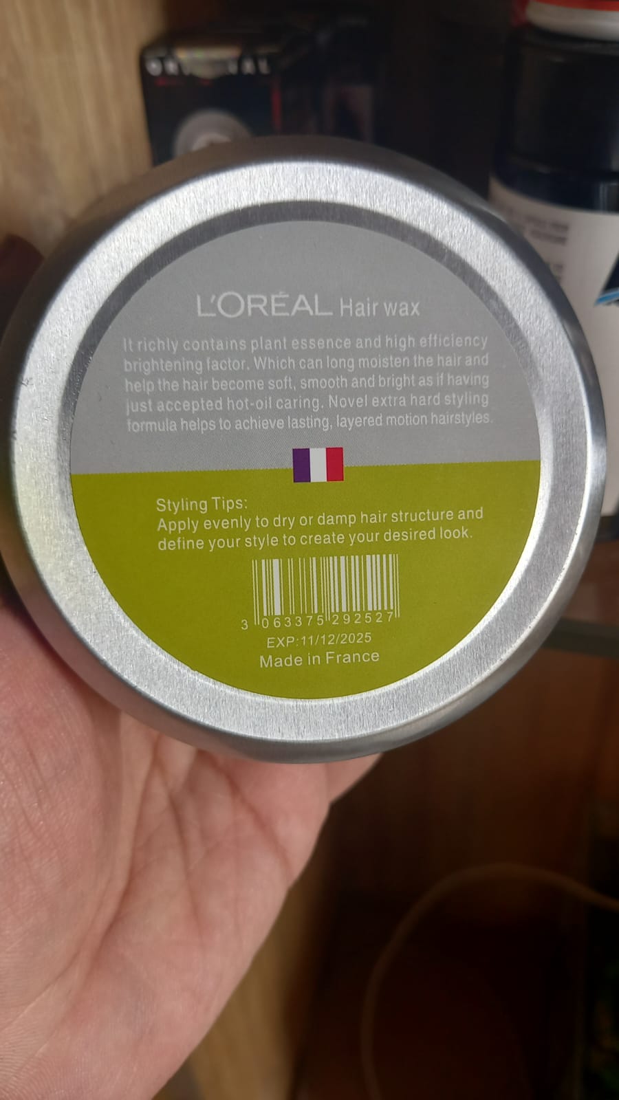 Picture of International France product Hair care Loreal hair wax (Extra Hard) used for male - 150 ml