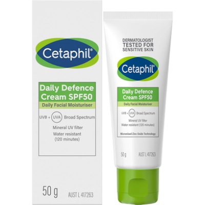 Picture of Cetaphil Daily Defence Face Moisturiser with SPF50Plus for Sensitive Skin - 50 gm