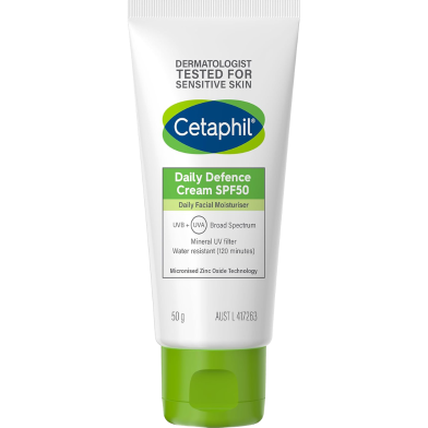 Picture of Cetaphil Daily Defence Face Moisturiser with SPF50Plus for Sensitive Skin - 50 gm