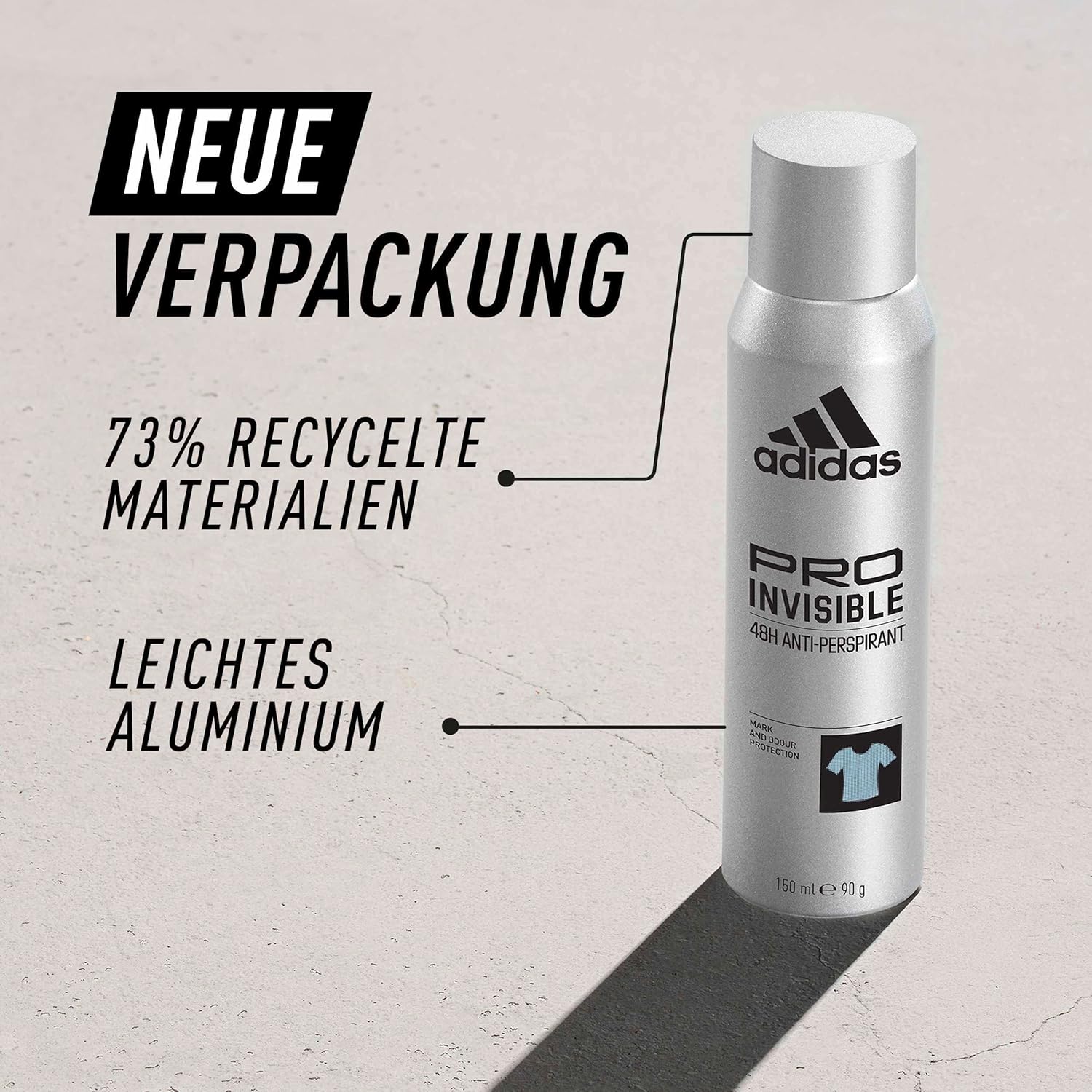 Picture of adidas Pro Invisible Antiperspirant Deodorant Spray for Him, 48 Hours Dry Protection and Long-Lasting Freshness, 150 ml