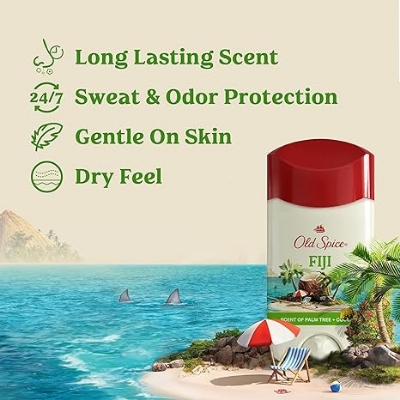 Picture of Old Spice Invisible Solid Antiperspirant Deodorant for Men Fiji with Palm Tree Scent Inspired by Nature 73gm