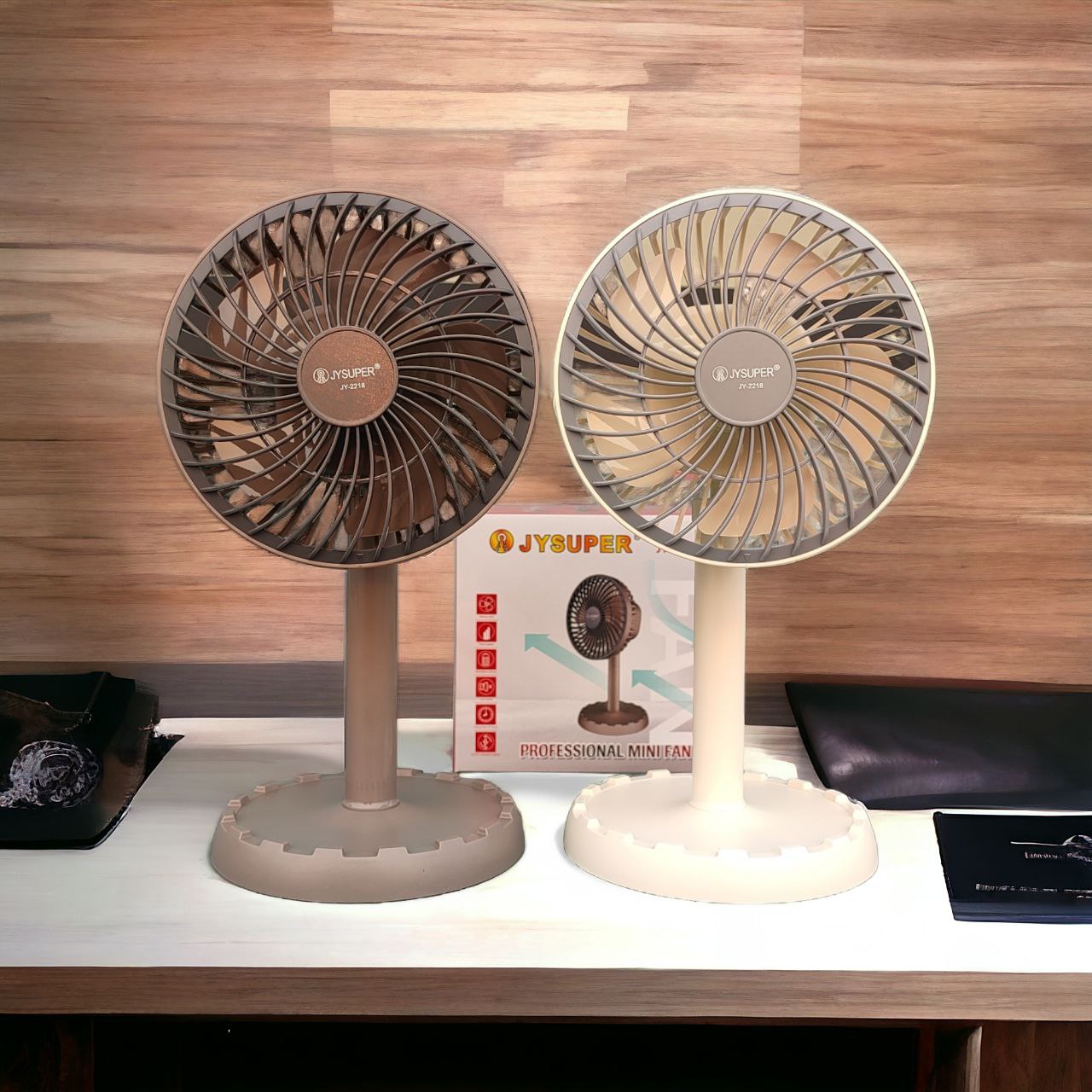 Picture of JYSUPER JY-2218 Rechargeable Mini Table Fan Portable Mini Moving Fan Adjustable Desk Fan