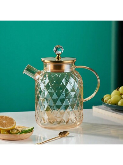 Picture of 1800 ml Glass Water Pitcher with Lid, Glass Water Kettle, Stovetop & Microwave Safe Glass Borosilicate Teapot, Glass Teapot, for Tea Coffee.