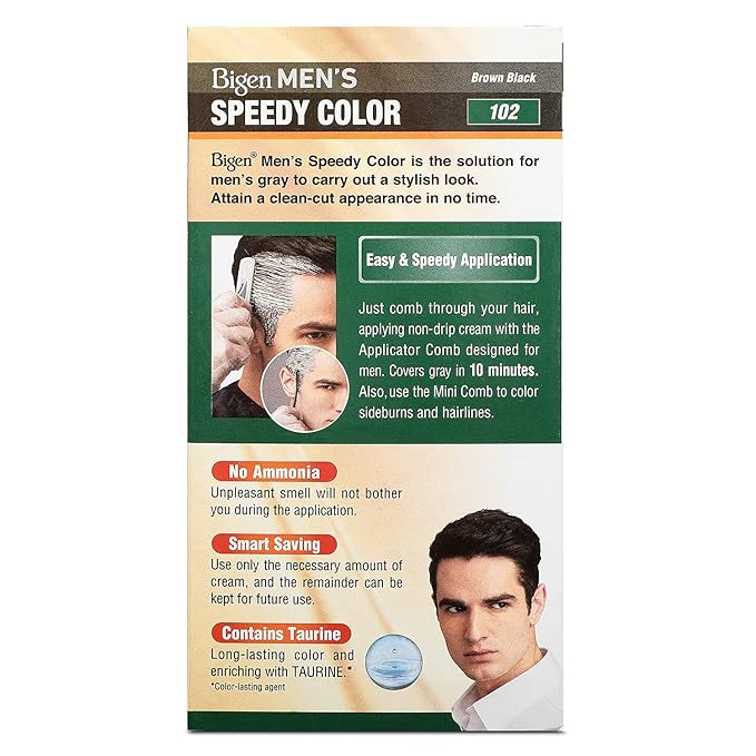 Picture of International Thailand product Bigen Bigen Men's Speedy Hair   Brown Black colour natural black shade no 102 used for male - 40 GM+ 40 GM