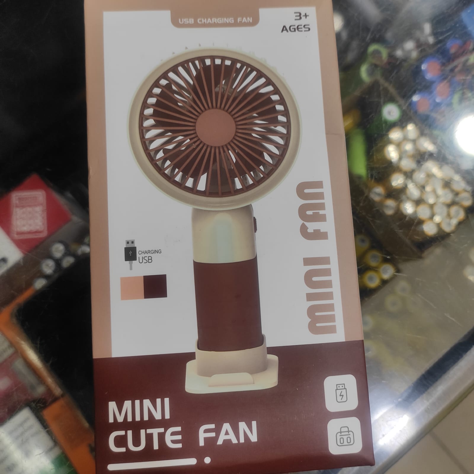 Picture of Portable Mini Fan - USB Rechargeable Battery with LED Light - Fasting Charging and Low Power Consumption - Adjustable Speed