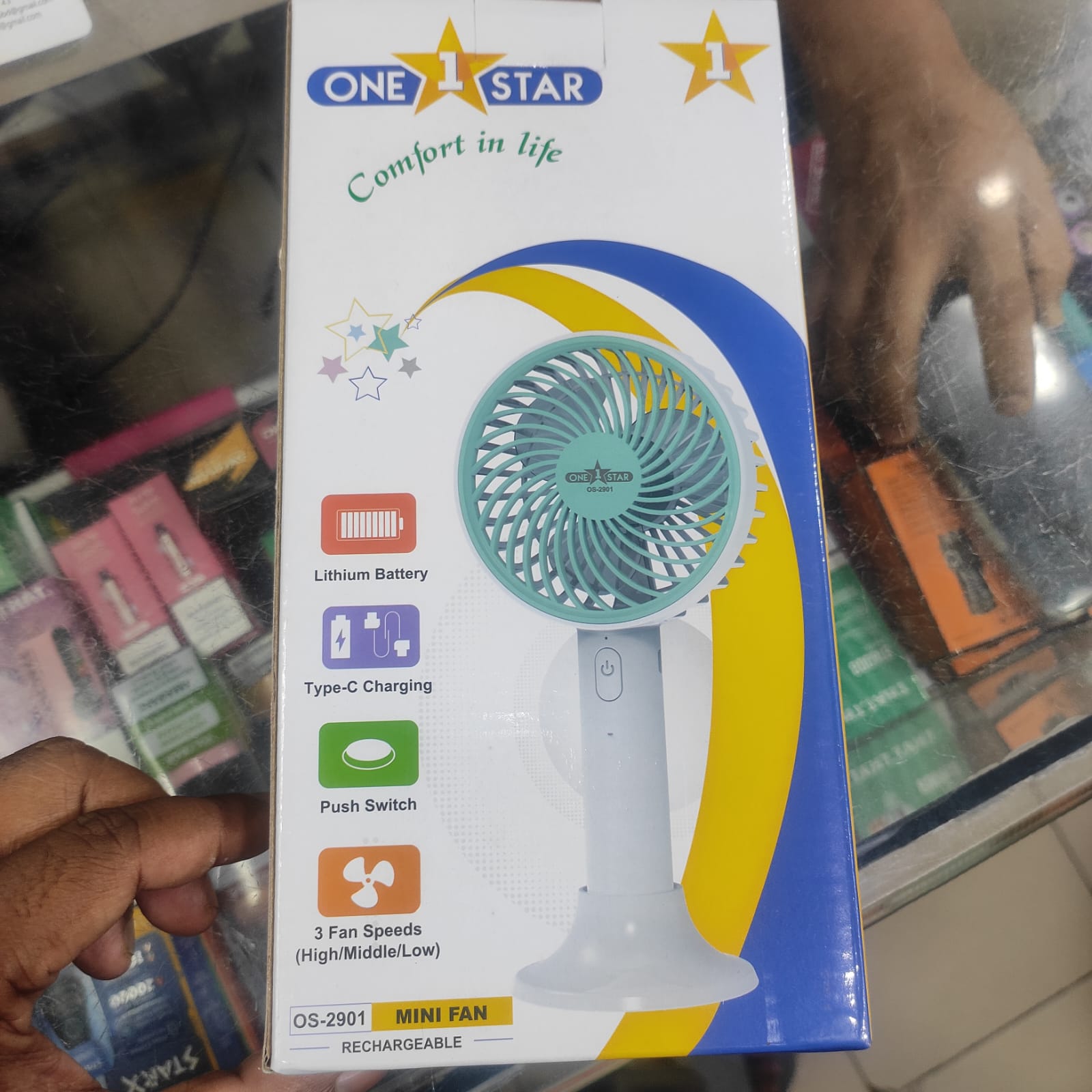 Picture of ONE STAR OS-2901 Rechargeable  Lithium Battery Strong Wind Portable Desk Fan