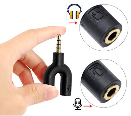 Picture of Y Splitter - 3.5mm Audio Jack to Headphone & Microphone 2 Way U Splitter Converter Adaptor - Multicolor
