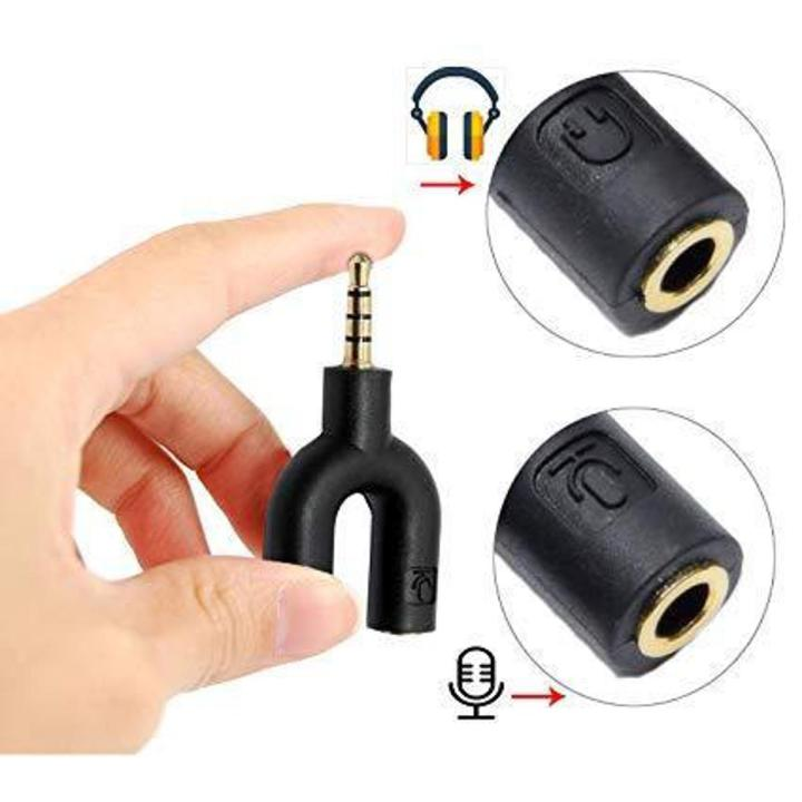Picture of Y Splitter - 3.5mm Audio Jack to Headphone & Microphone 2 Way U Splitter Converter Adaptor - Multicolor