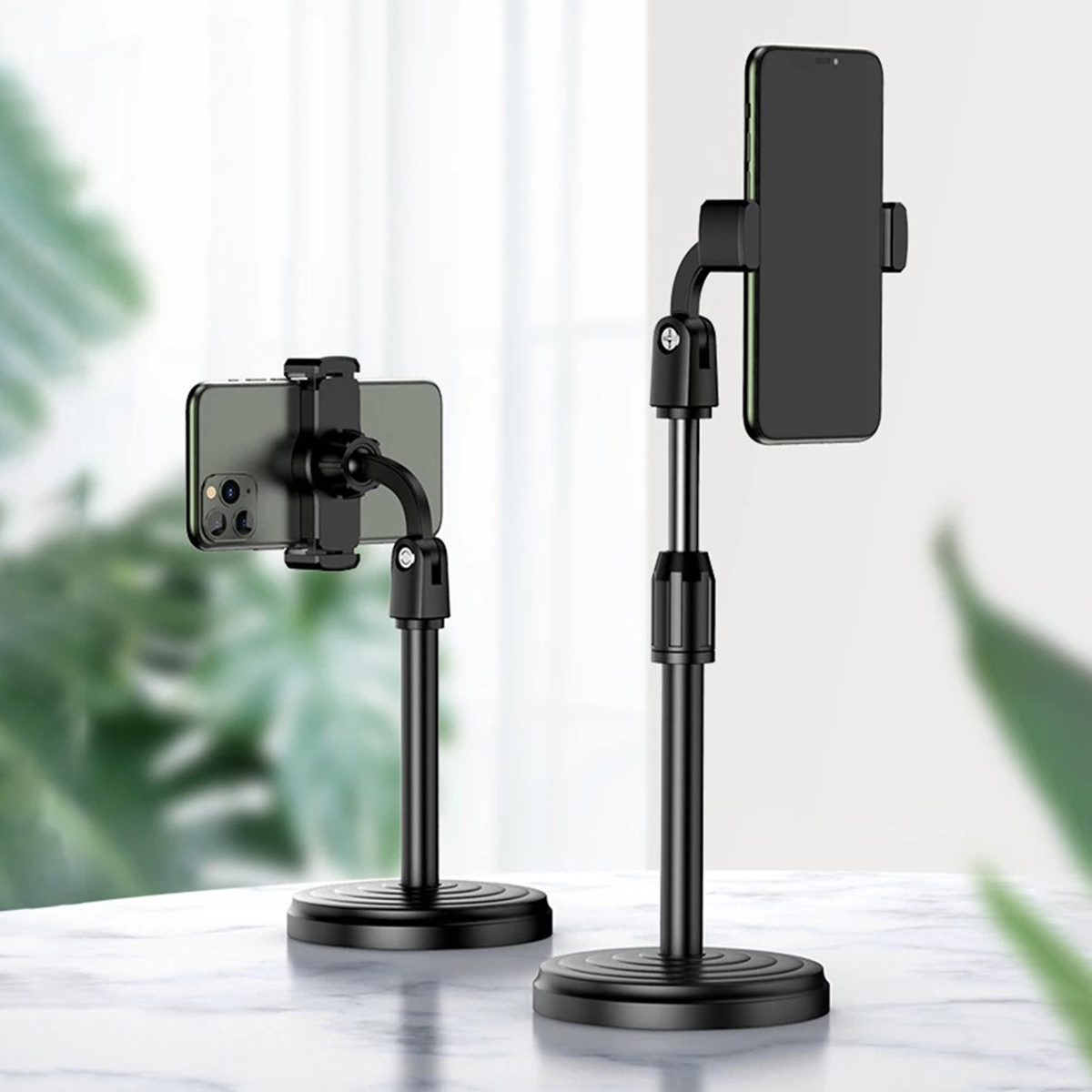 Picture of L7 Desktop Mobile Phone Holder Height Adjustable Stand & 360° Rotatable for Live Streaming Shoot YouTube TikTok Video Round Base Smartphone - Mobile Stand