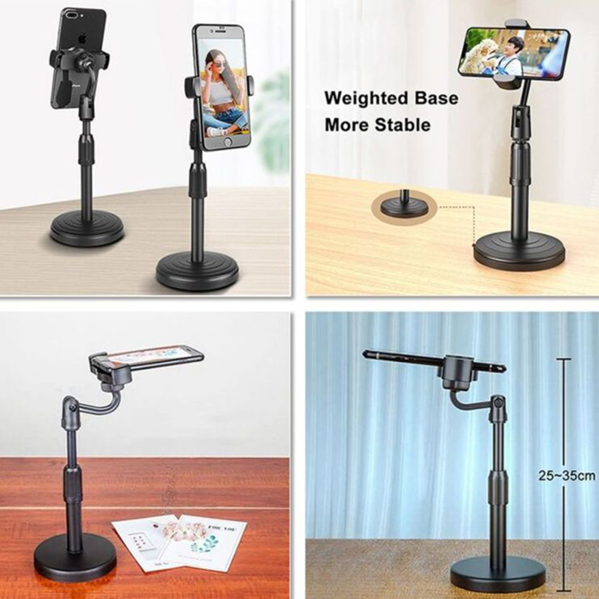Picture of L7 Desktop Mobile Phone Holder Height Adjustable Stand & 360° Rotatable for Live Streaming Shoot YouTube TikTok Video Round Base Smartphone - Mobile Stand