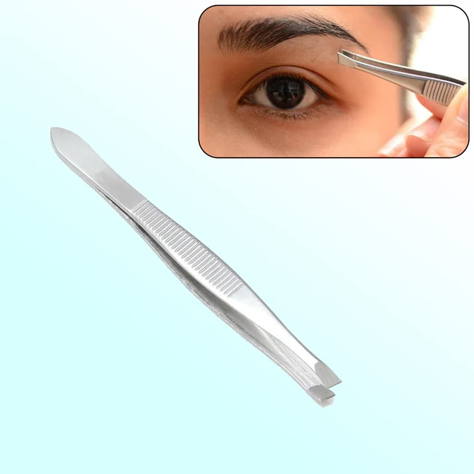 Picture of 9cm Length Stainless Steel Hair Pick Tweezer & hair removal tool for Eyebrows, Facial Hair, Upper Lip, Nose Blackhead Remover (Golden & Silver) - chimta