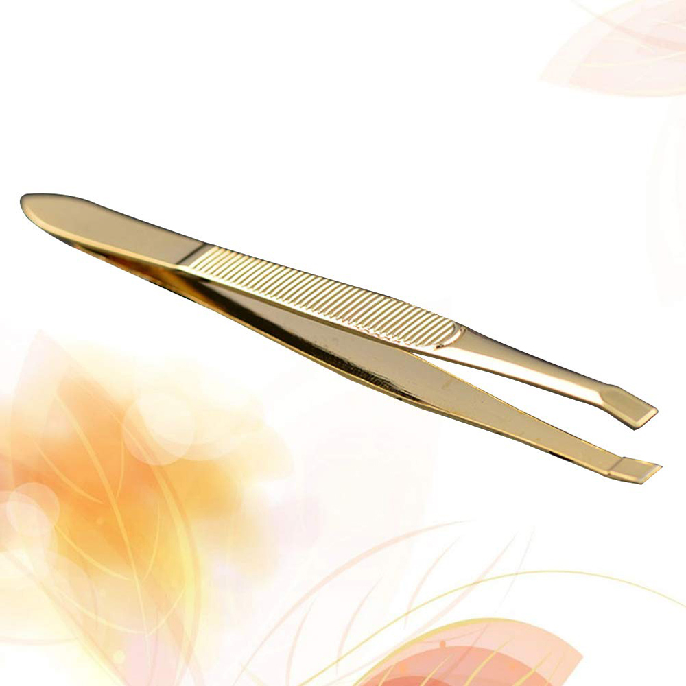 Picture of 9cm Length Stainless Steel Hair Pick Tweezer & hair removal tool for Eyebrows, Facial Hair, Upper Lip, Nose Blackhead Remover (Golden & Silver) - chimta