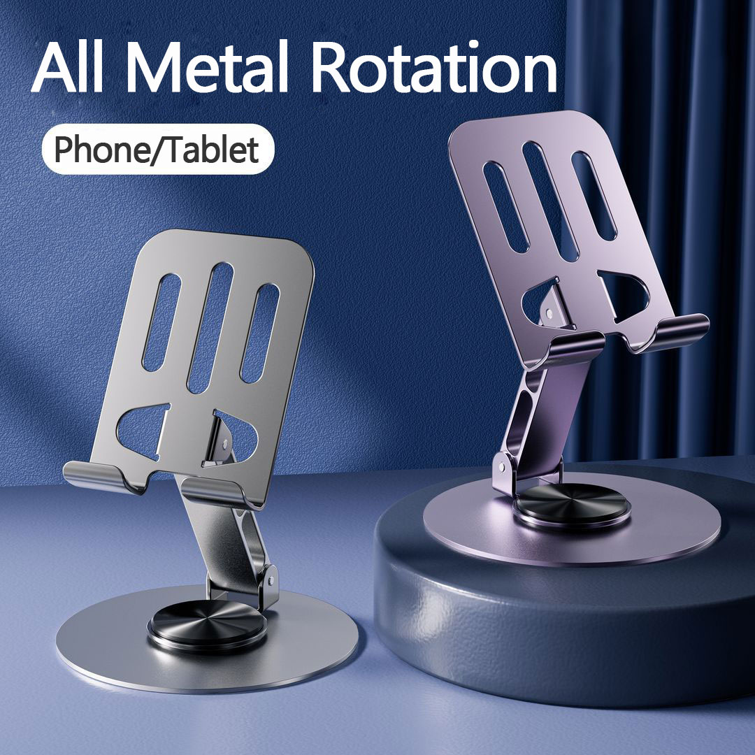 Picture of (High Quality) Full Metal 360 Degree Rotating Stress-Relieving Phone and Tablet Universal Stand - Desktop Phone Holder Aluminum Alloy Universal 720° Rotation Tablet Support Adjustable Stand Mount For Mobile Phone Holder Stand