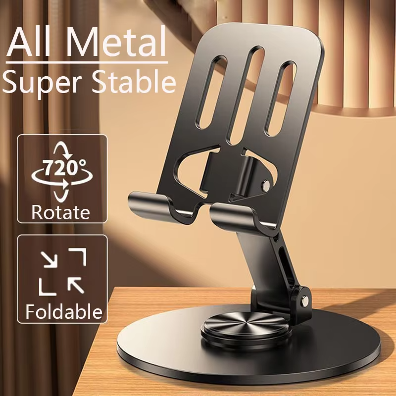 Picture of (High Quality) Full Metal 360 Degree Rotating Stress-Relieving Phone and Tablet Universal Stand - Desktop Phone Holder Aluminum Alloy Universal 720° Rotation Tablet Support Adjustable Stand Mount For Mobile Phone Holder Stand