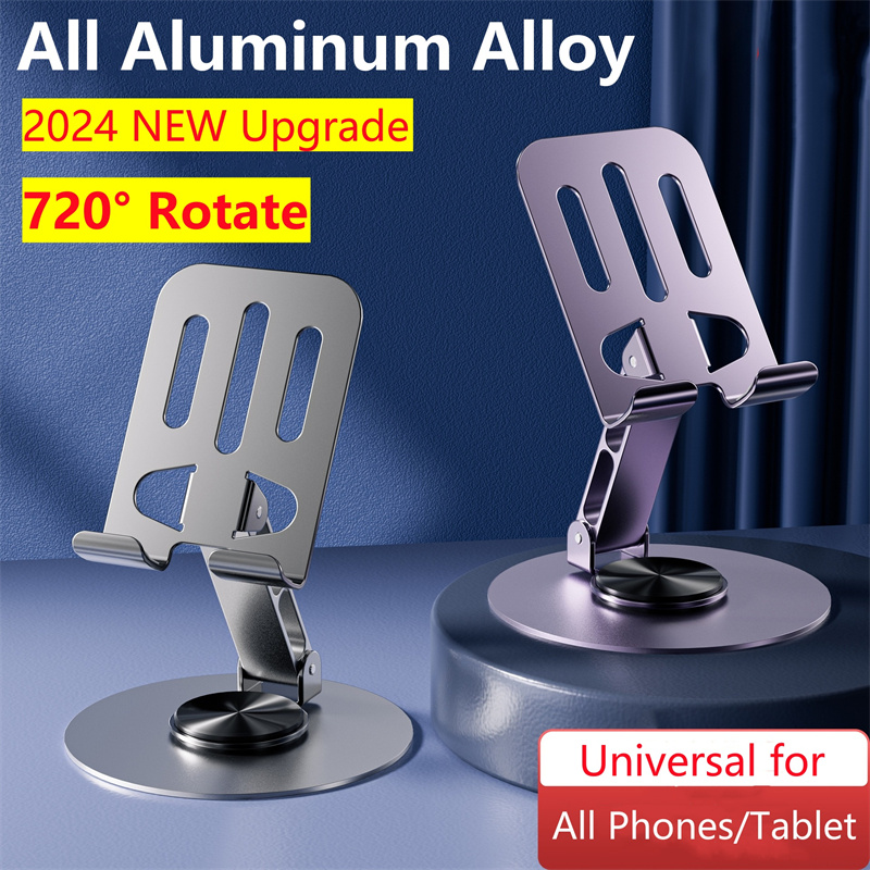 Picture of (High Quality) Full Metal 360 Degree Rotating Stress-Relieving Phone and Tablet Universal Stand - Desktop Phone Holder Aluminum Alloy Universal 720° Rotation Tablet Support Adjustable Stand Mount For Mobile Phone Holder Stand
