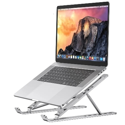 Picture of Aluminum Alloy Laptop Holder Stand Adjustable Foldable Portable 10" to 17.5" 6 Angles Travel Laptop Stand for Notebook Computer Bracket Lifting Cooling Holder Non-slip - Laptop Stand - Mac book Stand