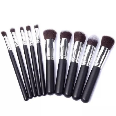 Picture of Kabuki Makeup Brush Set of 10 Piece - Black