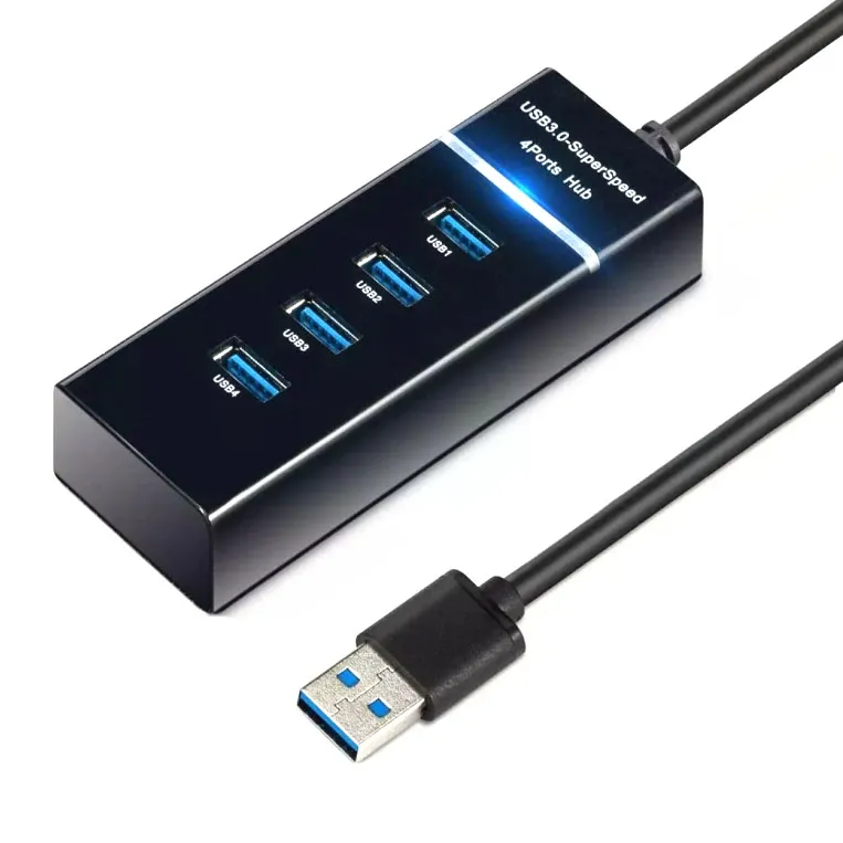 Picture of High Speed USB 3.1 4 Port USB 3.0 Hub for PC Laptop Tablet – Black
