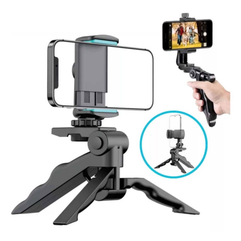 Picture of Mini Flexible Tripods Phone and Live Set for Professional Photo Video Camera Handheld Stabilizer Hand Grip Vlogging Tripod With 360° rotatable phone holder for DSLR GoPro  Action Camera & Smartphone