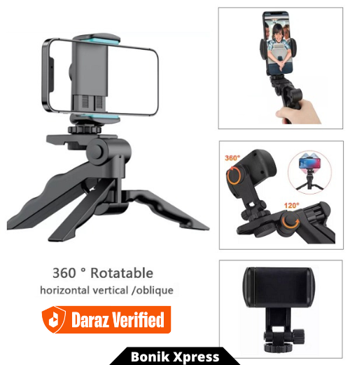 Picture of Mini Flexible Tripods Phone and Live Set for Professional Photo Video Camera Handheld Stabilizer Hand Grip Vlogging Tripod With 360° rotatable phone holder for DSLR GoPro  Action Camera & Smartphone